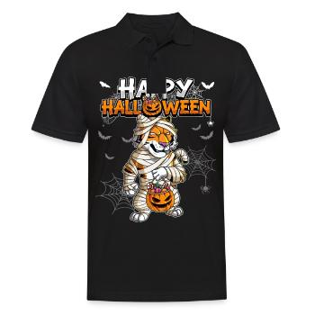 Halloween Tiger Mumie - Männer Poloshirt - Schwarz - Vorne - Kai (181cm)