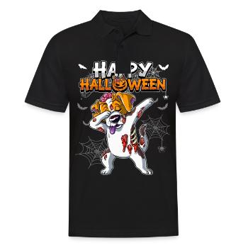 Halloween Hund Zombie - Männer Poloshirt - Schwarz - Vorne - Kai (181cm)
