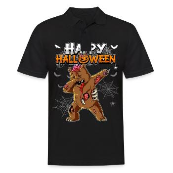 Halloween Bär Zombie - Männer Poloshirt - Schwarz - Vorne - Kai (181cm)