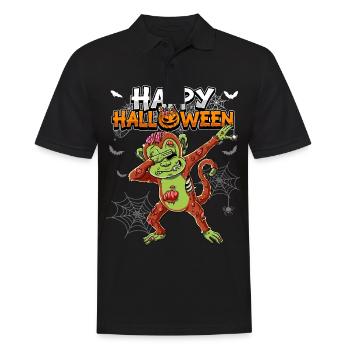 Halloween Affe Zombie - Männer Poloshirt - Schwarz - Vorne - Kai (181cm)
