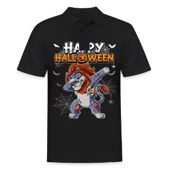 Halloween Löwe Zombie - Männer Poloshirt - Schwarz - Vorne - Kai (181cm)