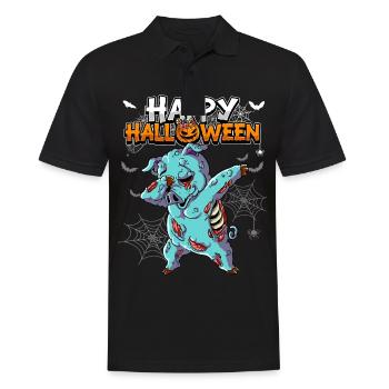 Halloween Schwein Zombie - Männer Poloshirt - Schwarz - Vorne - Kai (181cm)