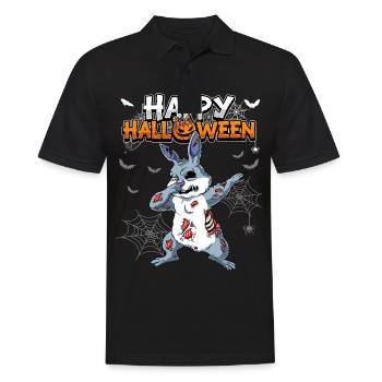 Halloween Hase Zombie - Männer Poloshirt - Schwarz - Vorne - Kai (181cm)