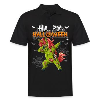 Halloween Einhorn Zombie - Männer Poloshirt - Schwarz - Vorne - Kai (181cm)
