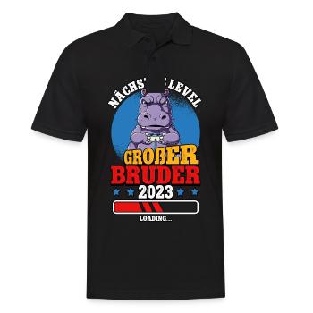 Nächstes Level Großer Bruder 2023 - Männer Poloshirt - Schwarz - Vorne - Kai (181cm)