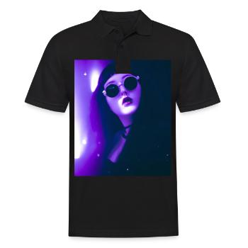 Goth Vaporwave Sexy Goth Girl Mit Dunkler Brille - Männer Poloshirt - Schwarz - Vorne - Kai (181cm)