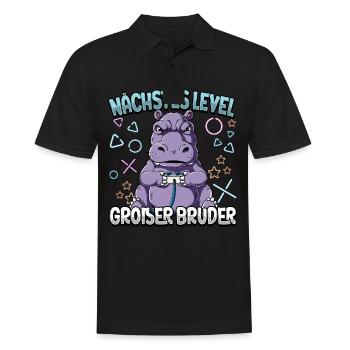 Nächstes Level Großer Bruder - Männer Poloshirt - Schwarz - Vorne - Kai (181cm)