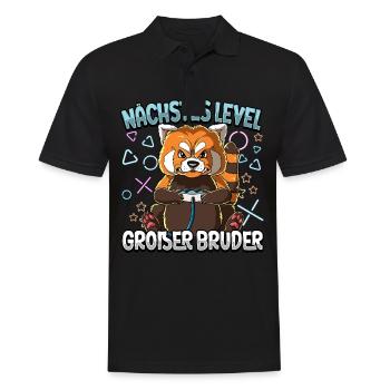 Nächstes Level Großer Bruder - Männer Poloshirt - Schwarz - Vorne - Kai (181cm)