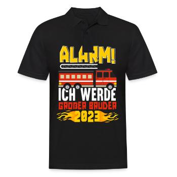 Alarm Ich Werde Großer Bruder 2023 - Männer Poloshirt - Schwarz - Vorne - Kai (181cm)