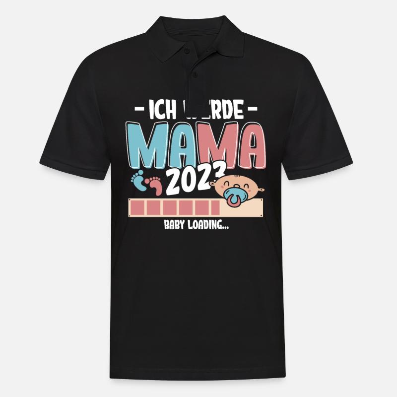 Ich werde Mama 2023 Loading - Männer Poloshirt - Schwarz