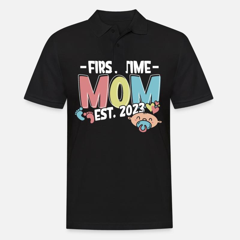First Time Mom Mama 2023 - Männer Poloshirt - Schwarz