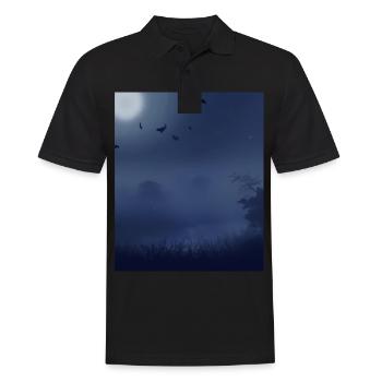 Esthétique gothique Pleine Lune et chauves-souris - Polo Homme - noir - Devant - Kai (181cm)