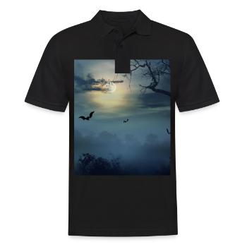 Goth Ästhetik Vollmond Und Fledermäuse - Männer Poloshirt - Schwarz - Vorne - Kai (181cm)