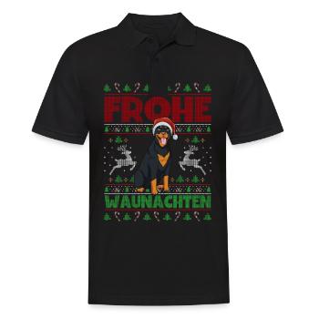 Frohe Weihnachten Rottweiler - Männer Poloshirt - Schwarz - Vorne - Kai (181cm)