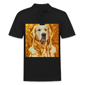 Golden Retriever Portrait Gustav Klimt Style Hund - Männer Poloshirt - Schwarz - Vorne - Kai (181cm)