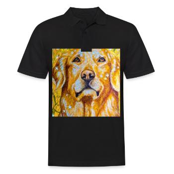 Golden Retriever Portrait Gustav Klimt Style Hund - Männer Poloshirt - Schwarz - Vorne - Kai (181cm)