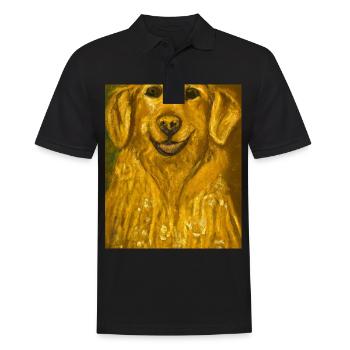 Golden Retriever Portrait Gustav Klimt Style Hund - Männer Poloshirt - Schwarz - Vorne - Kai (181cm)