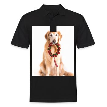 Christmas Dogs Golden Retriever Advent Wreath - Men's Polo Shirt - black - Front - Kai (181cm)