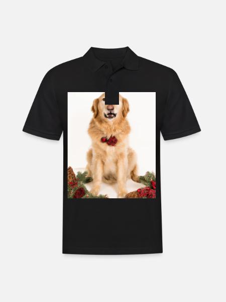 Christmas Dogs Golden Retriever Advent Wreath - Men's Polo Shirt - black