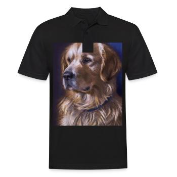 Golden Retriever Portrait Vincent Van Gogh Style - Männer Poloshirt - Schwarz - Vorne - Kai (181cm)