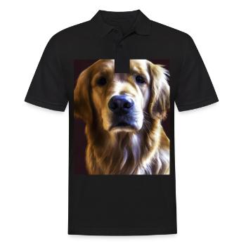 Golden Retriever Portrait Vincent Van Gogh Style - Männer Poloshirt - Schwarz - Vorne - Kai (181cm)