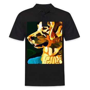 Golden Retriever Portrait Kubismus Hund - Männer Poloshirt - Schwarz - Vorne - Kai (181cm)