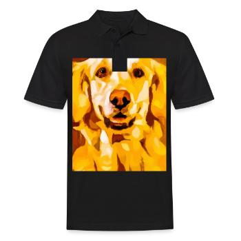 Golden Retriever Portrait Kubismus Hund - Männer Poloshirt - Schwarz - Vorne - Kai (181cm)