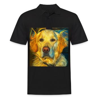 Golden Retriever Portrait Vincent Van Gogh Style - Männer Poloshirt - Schwarz - Vorne - Kai (181cm)