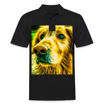 Golden Retriever Portrait Vincent Van Gogh Style - Männer Poloshirt - Schwarz - Vorne - Kai (181cm)