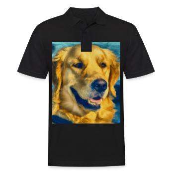 Golden Retriever Portrait Vincent Van Gogh Style - Männer Poloshirt - Schwarz - Vorne - Kai (181cm)