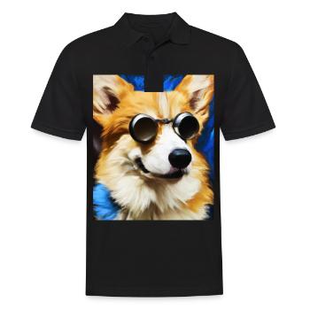 Corgi Portrait Vincent Van Gogh Style Hund - Männer Poloshirt - Schwarz - Vorne - Kai (181cm)