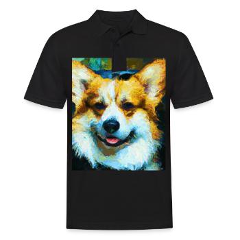 Corgi Portrait Vincent Van Gogh Style Hund - Männer Poloshirt - Schwarz - Vorne - Kai (181cm)