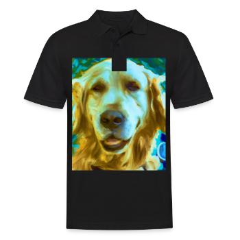 Golden Retriever Portrait Vincent Van Gogh Style - Polo Homme - noir - Devant - Kai (181cm)