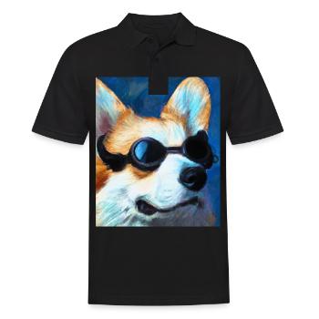 Corgi Portrait Vincent Van Gogh Style Hund - Männer Poloshirt - Schwarz - Vorne - Kai (181cm)