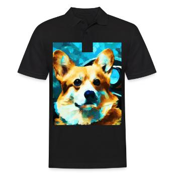 Corgi Portrait Vincent Van Gogh Style Hund - Männer Poloshirt - Schwarz - Vorne - Kai (181cm)
