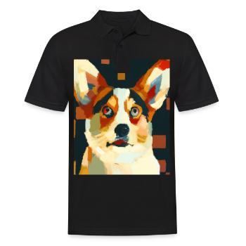 Corgi Portrait Cubisme Chien - Polo Homme - noir - Devant - Kai (181cm)