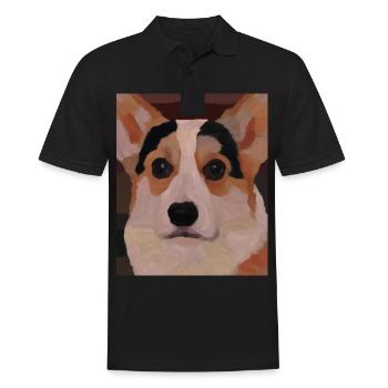 Corgi Portrait Kubismus Hund - Männer Poloshirt - Schwarz - Vorne - Kai (181cm)