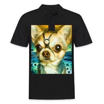 Chihuahua Portrait Vincent Van Gogh Style Hund - Männer Poloshirt - Schwarz - Vorne - Kai (181cm)
