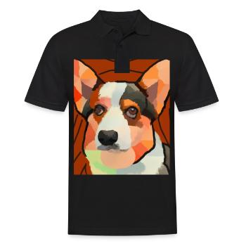 Corgi Portrait Kubismus Hund - Männer Poloshirt - Schwarz - Vorne - Kai (181cm)