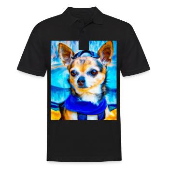 Chihuahua Portrait Vincent Van Gogh Style Hund - Männer Poloshirt - Schwarz - Vorne - Kai (181cm)