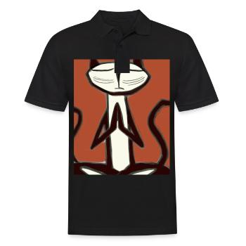 Katzen Portrait Meditierende Katze Kubismus - Männer Poloshirt - Schwarz - Vorne - Kai (181cm)