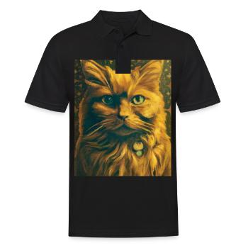 Katzen Portrait Gustav Klimt Style Katze - Männer Poloshirt - Schwarz - Vorne - Kai (181cm)