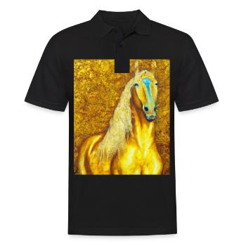 Pferde Portrait Pferd Gustav Klimt Style - Männer Poloshirt - Schwarz - Vorne - Kai (181cm)