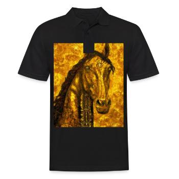 Pferde Portrait Pferd Gustav Klimt Style - Männer Poloshirt - Schwarz - Vorne - Kai (181cm)