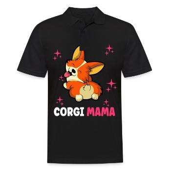 Corgi Mama - Männer Poloshirt - Schwarz - Vorne - Kai (181cm)