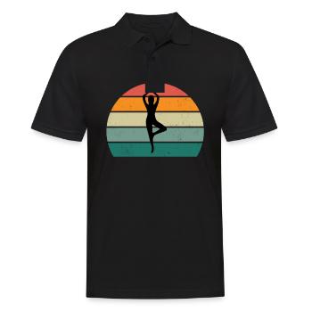 yogamatte yogalehrer yogaposition entspannung yoga - Männer Poloshirt - Schwarz - Vorne - Kai (181cm)