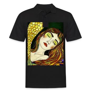 Meerjungfrau Portrait Gustav Klimt Style - Männer Poloshirt - Schwarz - Vorne - Kai (181cm)