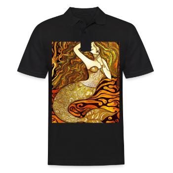 Meerjungfrau Portrait Gustav Klimt Style - Männer Poloshirt - Schwarz - Vorne - Kai (181cm)