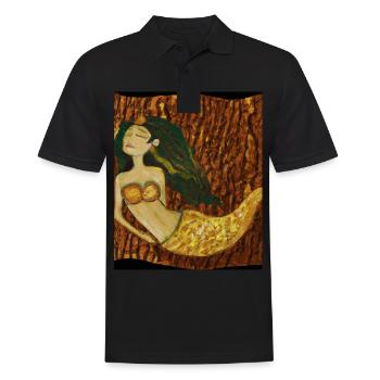 Meerjungfrau Portrait Gustav Klimt Style - Männer Poloshirt - Schwarz - Vorne - Kai (181cm)