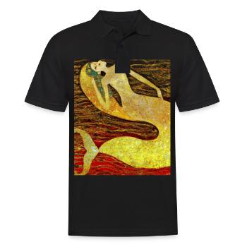 Meerjungfrau Portrait Gustav Klimt Style - Männer Poloshirt - Schwarz - Vorne - Kai (181cm)